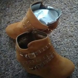 Suede wedge heels